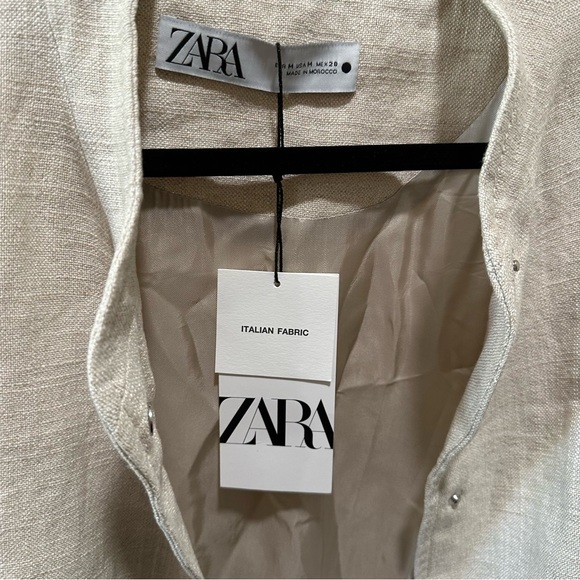 NWT Zara lightweight linen bomber jacket oversized - Picture 7 of 8